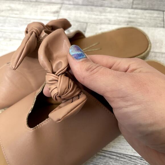 VIZZANO Tan Leather Tie Detail Slide On Platform Sandals Size 7 - Picture 3 of 10